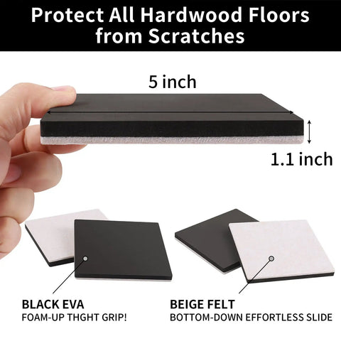 5 Inch Square Felt Furniture Movers Sliders Eight Pack Reusable Heavy Duty Moving Pads For Hardwood Floors Beige