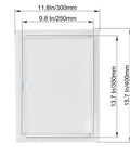 Dimensions of 10 X 14 Inch White Steel Drywall Access Panel With Slick 145 Degree Swing Door Hidden Wire Cover for Plumbing.