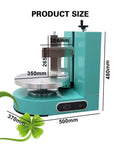 Product size diagram of Automatic Cake Decorating Machine Buttercream Spreader, dimensions, stainless steel build, commercial use.