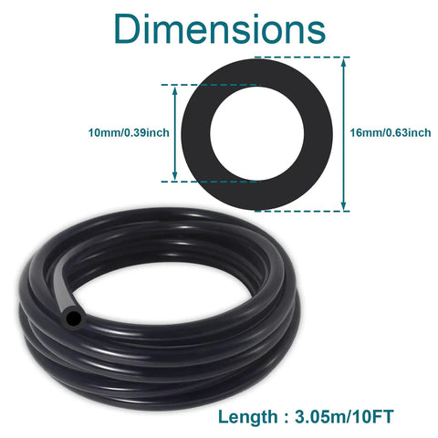 Automotive Silicone Vacuum Hose 10 Ft 3 Eighth Inch ID Vacuum Line 130 PSI Max Pressure High Temp Durable Tubing For Engine Bay