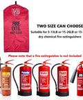 Heavy Duty PVC Fire Extinguisher Cover One Piece 18 Inch By 26 Inch With Secure Hook And Loop Closure Bright Red With Black Trim