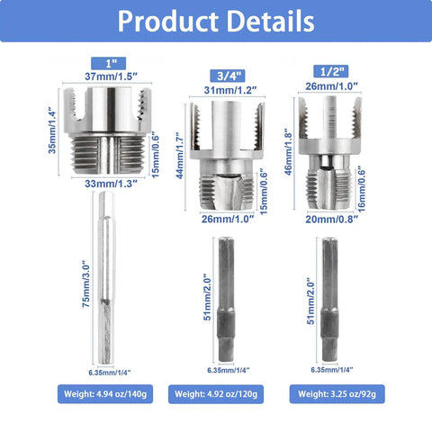 Upgrade Your Plumbing Game With This Badass 4-In-1 Pipe Threading Tool. Three sizes of alloy steel threading heads for PVC pipes.