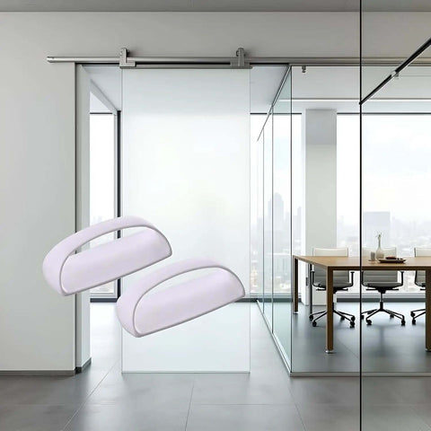 Two Pack White Adhesive Handles Self Stick Wardrobe Cabinet Drawer Pulls No Drill Easy Install For Glass Windows