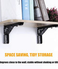 Heavy Duty 8 Inch 90 Degree Self Locking Flip Up Hinge For Drop Leaf Tables And Wall Shelves mounted with wood shelf and books.