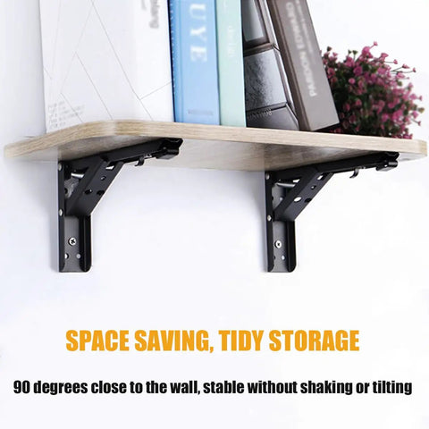 Heavy Duty 8 Inch 90 Degree Self Locking Flip Up Hinge For Drop Leaf Tables And Wall Shelves mounted with wood shelf and books.