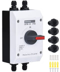 Outdoor Solar Disconnect Switch 32 Amp DC 1200V Four Pole Isolator With IP66 Weatherproof Enclosure and cable glands