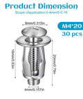 30 Piece M4 Hollow Wall Anchors Kit With Petal Nuts And Screws Expansion Door Anchors For Thin Walls Hollow Panels And Sheet Metal Includes Metal Screws Heavy Duty Cavity Fixing For Quick No Sweat Install, M4*20 dimensions
