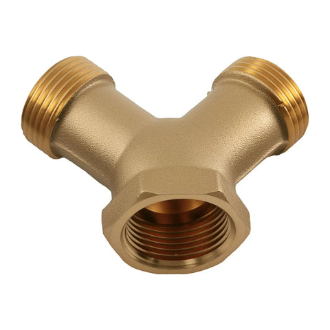 Two Gun Pressure Washer Splitter Tee, Three Eighth Inch Brass Quick Connect Fitting in Y shape for dual gun system