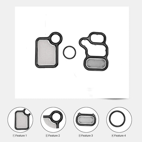 Honda VTEC Solenoid Gasket Kit With VTC Solenoid Spool Valve Cover O Ring For 2002 To 2015 Accord Element Civic CRV Si RSX Type S TSX Acura RSX Direct Replacement Budget Friendly showing multiple gasket components