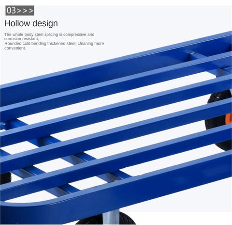 Heavy Duty Flatbed Cart Foldable Platform Truck With Comfortable Armrest And Metal Push Dolly For Home Office And Workshop Transport, Silent Rubber Casters, Scratch Resistant, Easy Roll Utility Hauler hollow steel frame