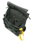 Medium Ziptop Utility Pouch Black With 11 Pockets And Double Pull Zipper Cover For Secure Gear And Tools Snap Back Front Cover