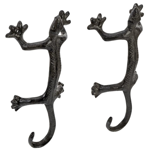 Gecko Shaped Door Pull Handles Set Of 2 In Rustic Dark Coffee Cast Iron Heavy Duty Commercial Grade Sliding Door Hardware