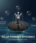Solar Powered Bird Bath Fountain With Six Nozzles, Outdoor Water Pump For Garden Pond Or Pool, Auto Start In Direct Sunlight