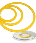Swivel Base Turntable With Non Slip Pads, Smooth Rotating Bearing, Dining Table Pad For Glass Granite Or Wood Surfaces, Easy No Tools Setup, No Slip Design, 40 cm 15.7 in, Ideal For Meals Prep And Serving shown with yellow non-slip rings