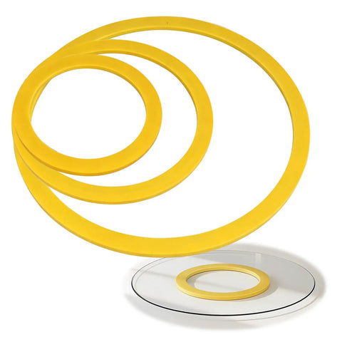 Swivel Base Turntable With Non Slip Pads, Smooth Rotating Bearing, Dining Table Pad For Glass Granite Or Wood Surfaces, Easy No Tools Setup, No Slip Design, 40 cm 15.7 in, Ideal For Meals Prep And Serving shown with yellow non-slip rings