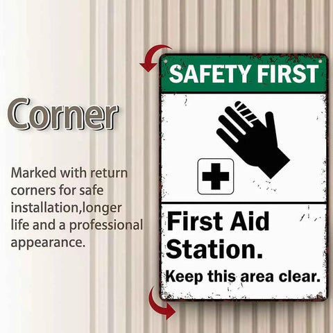 12 By 8 Inch Aluminum First Aid Station Sign For Easy Wall Mounting No Sweat Rustproof Weatherproof Safety Sign With Pre Drilled Holes