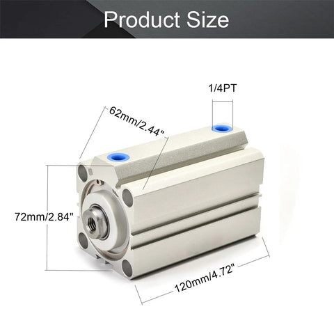 Side view of 50mm Bore 80mm Stroke Pneumatic Air Cylinder With Aluminum Alloy Body, dimensions labeled.