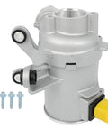 Slick And Heavy Duty Electric Water Pump Swap Out A2742000107 For Mercedes Benz C250 C300 E200 E250 Slk300 2013 To 2019, silver metal part with bolts.