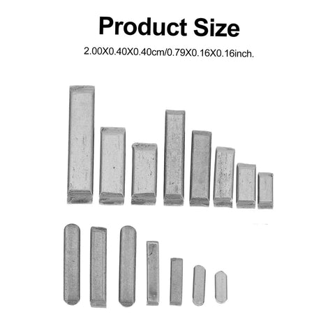 175 Pcs Key Stock Set Flat Key Pins And Square Keys precision-machined carbon steel size comparison