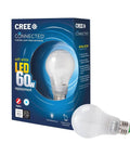 Box and single bulb of Awesome Alexa Compatible Dimmable Led Light Bulbs Soft White 2700K 60 Watt Equivalent A19 Shape