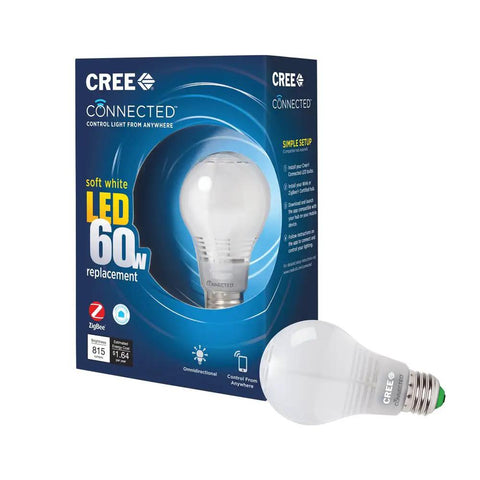 Box and single bulb of Awesome Alexa Compatible Dimmable Led Light Bulbs Soft White 2700K 60 Watt Equivalent A19 Shape