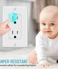 Decorator Receptacle Outlet With Wall Plate Tamper Resistant 15A 125V Residential Grade Self Grounding shown near a child