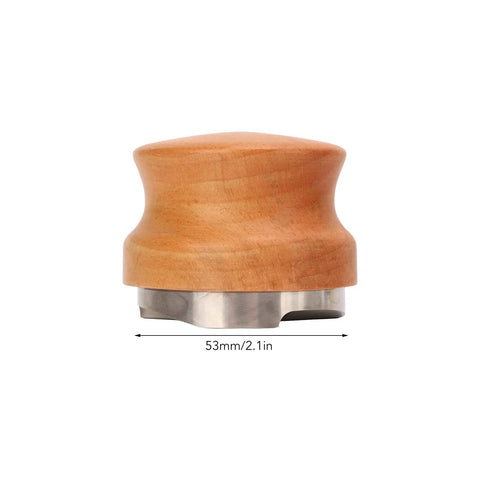 53mm Stainless Steel Coffee Distributor And Espresso Tamper Featuring Quick Depth Adjustment And Comfort Contoured Beech Handle.