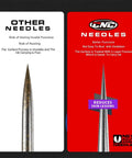 Comparison of other needles and CNC needles, highlighting puncture quality and ink carrying efficiency differences.