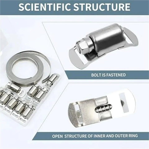 Top Tier 304 Stainless Steel Hose Clamps Kit With Adjustable Worm Gear Band For Heavy Duty Ductwork And Auto Repair Projects Fits Various Sizes Perfectly Without Slipping Or Twisting Over Time! 304 stainless steel worm gear hose clamps set