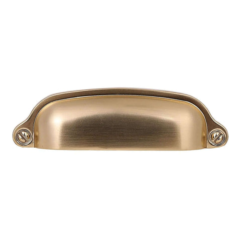 Chef Kiss 10 Pack 3 Inch Cup Kitchen Drawer Pulls With A Slick Champagne Gold Brushed Brass Finish, solid zinc alloy material.