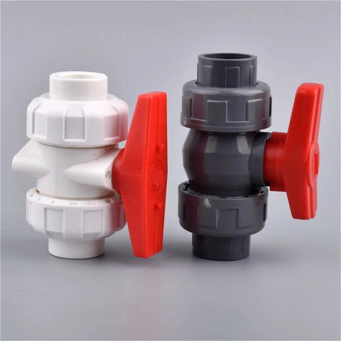 Hose Quick Connect Kit 15 Piece Set With Grey Connector And Double Union Red Valve, No Fuss Tool Free Quick Release Garden Irrigation Fittings For Watering Systems, Easy Attach Detach, Universal 63mm Inner Diameter, white and grey valves