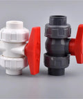 15 Piece Hose Connector Set With Double Union Ball Valve For Garden Watering Irrigation System Red And White Fittings Built Tough For Backyard Use And Leak Free Water Pipe Connectors, two PVC valves