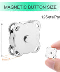 Close-up of 15mm Plum Magnetic Snap Closures for purses showing size and design in silver alloy, 12 sets per pack.