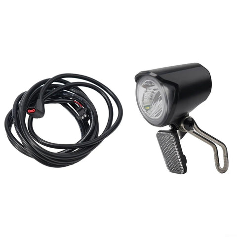 Heavy Duty E Bike Front Headlight 6-60V LED Spotlight With Black ABS Housing For Electric Scooters And Bikes Deliver Bright Long Range Beam You Need To Stay Safe Riding At Night, black ABS housing and cable