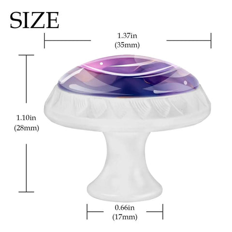 4 Piece Round Cabinet Knobs Rustic Dresser Hardware With Crystal Glass Surface And 3D Fluid Pattern dimensions view