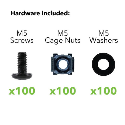 Essential M5 Cage Nuts And Rack Screws For Server Cabinets And Equipment Racks With Phillips Pan Head Design And Durable Black Oxide Finish For Lightning Fast Installation In Any Data Center Or Home Lab Setup 100 Pack screws cage nuts and washers included
