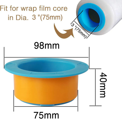 Two Pack Stretch Film Dispensers Hand Saver for 3 Inch Core Blue, Plastic Wrapping Tool for Faster, Tighter Wraps, Smooth Grip Handle, Protect Your Hands, Durable and Easy to Use, 3-inch core fit