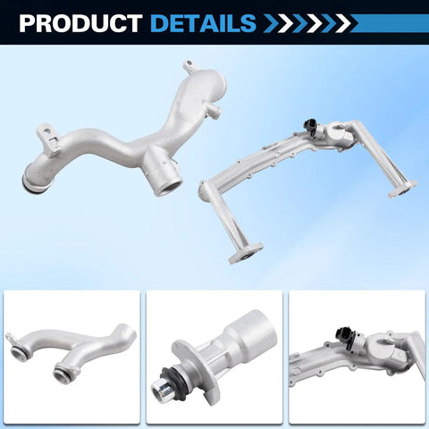 Top Shelf Upgraded Metal Cooling System Pipe Kit And Rear Coolant Water Heater Tube Keeps Your Rig Rolling Smooth For Lr4 Discovery Range Rover V6 Models, detailed view of metal piping components.