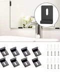 No Slip Glass Mounting Kit For Bathroom Walls Heavy Duty Glass Clamps shown with mounting hardware on a bathroom mirror.