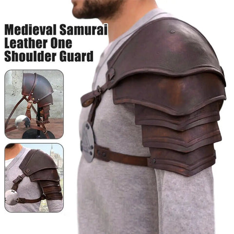 Single Shoulder Pauldron Armor In PU Leather Medieval Viking Gladiator Style With Rivet Detailing For Cosplay LARP And Stage Battles