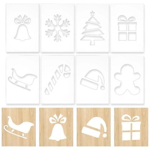 Hella Precise Acrylic Router Templates That Double As Eight Reusable Carving Stencils For Wood And Fabric Featuring festive Christmas designs.