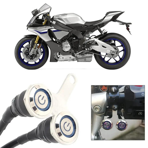 Dual Stainless Steel Handlebar Headlight Switch With Bright Blue LED Power Indicator for Motorcycles, ATVs, E-Bikes