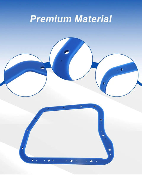 Beefed Up Heavy Duty Transmission Oil Pan Gasket For Torqueflite 727 With Steel Plate Support And Superior Sealing For High Temperature Engine Use Model 93110 Replacement, blue gasket