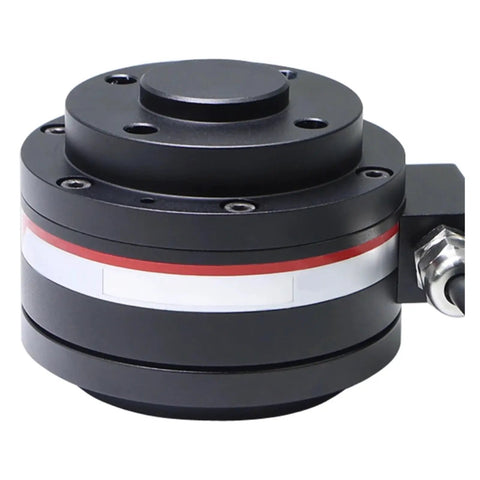 500N Six-Axis Force Torque Sensor for multiaxis load measurement with shielded cable, industrial robotics use, round black design