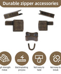 60 Piece Heavy Duty Metal Zipper Repair Kit For Jackets Luggage And Outdoor Gear Universal Zipper Fix With Top And Bottom Stops And Insertion Pins Includes 12 Sets Of Repair Pins And Stops Compatible With YKK And Ideal components displayed.