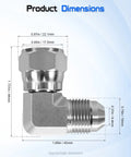 Beefy One Half Inch JIC 37 Degree Male To One Half Inch JIC 37 Degree Female Swivel Hydraulic Adapter Fitting For High Pressure SAE J514 Systems Durable Leak Free Connection For Power Packs Machinery And Industrial Hydraulics, 90-degree elbow dimensions