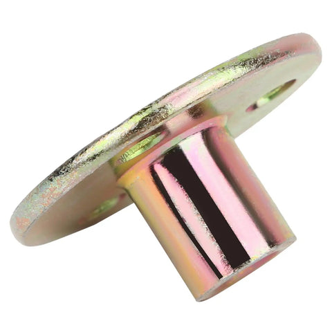 Close-up of aluminum Five Pack Three Hole T Nuts With Round Base Flange for wood furniture with M8 thread