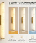 JCQASRT 19.69 in Modern Wall Sconce, 3-Color Changing LED Wall Light Fixture showcasing color temperature options: warm, natural, cool.