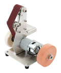 Badass Electric Belt Sander Featuring Adjustable Angle And Seven Speed Switches Spanning Four Thousand To Nine Thousand RPM for metal sharpening and polishing.