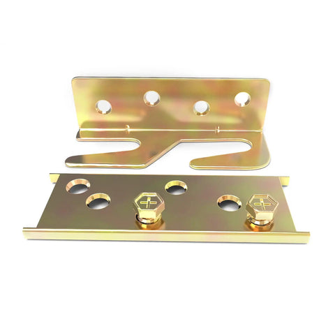 Beefy Bed Rail Brackets 4-Piece Set Universal wood bed frame hardware featuring galvanized steel connectors for support.